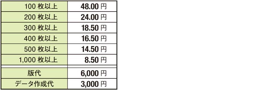 手さげ箔押価格表
